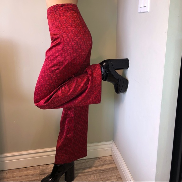 Urban Outfitters Red Patterned Silky Pants - Picture 1 of 4